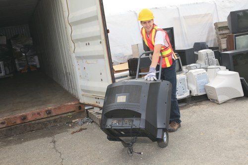 Professional team handling demolition debris